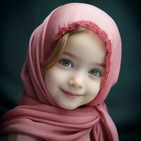 lindo feliz muçulmano crianças sorridente ai gerado foto