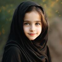 lindo feliz muçulmano crianças sorridente ai gerado foto
