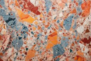 arco Iris cor terrazzo textura, colorida terrazzo textura fundo, multi cor terrazzo mosaico azulejos, ai generativo foto
