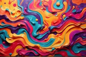 abstrato fluido pintura papel de parede, colorida líquido pintura fundo, arco Iris colorida pintura redemoinhos fundo, ai generativo foto