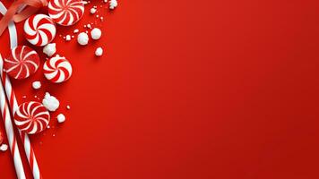 alegre Natal vermelho fundo com amplo cópia de espaço, ai generativo foto