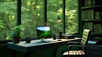 esvaziar espaço escritório verde fundo ai gerado foto