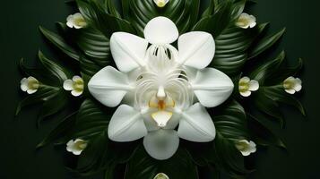 plantar branco verde flor topo Visão ai gerado foto