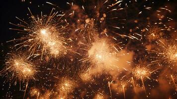 Novo anos véspera fogos de artifício uma exibição do celebração e luzes, ai generativo foto