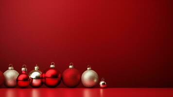 alegre Natal vermelho fundo com amplo cópia de espaço, ai generativo foto