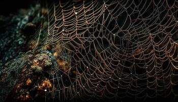 brilhando aranha rede armadilhas orvalho gotas perfeitamente gerado de ai foto