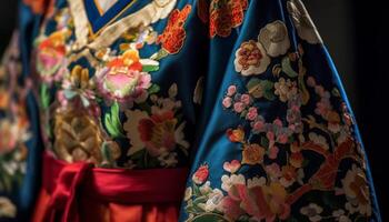 colorida tradicional roupas, bordado, e floral padrões gerado de ai foto