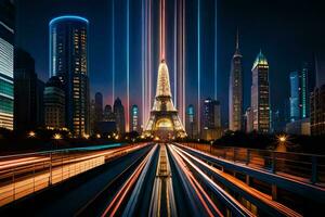 a eiffel torre dentro Paris, França. gerado por IA foto