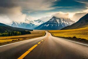 a estrada para a montanhas. gerado por IA foto