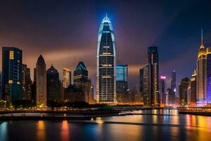 a cidade Horizonte às noite dentro China. gerado por IA foto