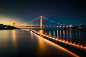 a dourado ponte, Istambul, peru, grandes exposição, ponte, ponte, ponte,. gerado por IA foto