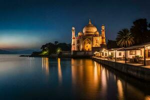 a mesquita às noite dentro Índia. gerado por IA foto