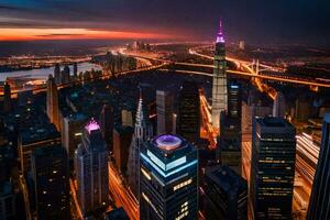 a cidade do Xangai às noite. gerado por IA foto