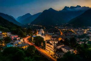 a Cidade do Itália às crepúsculo. gerado por IA foto