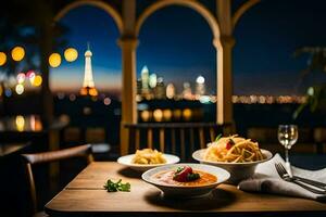 a restaurante às a topo do a mundo. gerado por IA foto