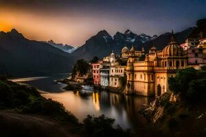 a cidade do rishikesh, Índia. gerado por IA foto