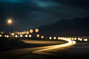 foto papel de parede a noite, estrada, luzes, a estrada, a estrada, a estrada, o. gerado por IA