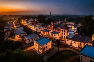 a cidade do Kolkata às crepúsculo. gerado por IA foto