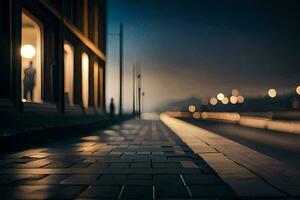 uma grandes exposição foto do uma cidade rua às noite. gerado por IA