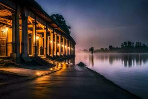 foto papel de parede a céu, água, a cidade, a lago, a cidade, a lago,. gerado por IA