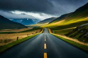 a estrada para a montanhas. gerado por IA foto