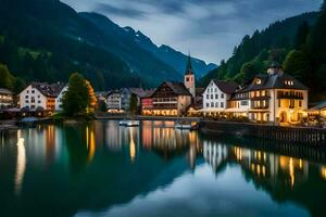 a Cidade do Hallstatt, Áustria. gerado por IA foto