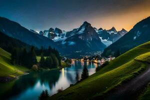 a estrada para a Alpes. gerado por IA foto