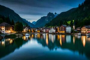 a Cidade do Hallstatt, Áustria. gerado por IA foto