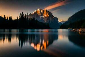 foto papel de parede montanhas, a céu, a lago, a montanhas, a céu, a lago,. gerado por IA