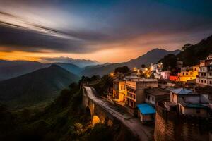 a Vila do Karimabad, Nepal. gerado por IA foto