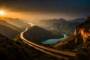 a estrada para a ótimo parede do China. gerado por IA foto