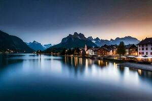 a Cidade do Altenmarkt às crepúsculo. gerado por IA foto