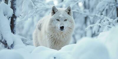 neve Lobo caminhando tempestade de neve, ai generativo foto