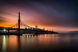 a dourado ponte, hong kong, ponte, pôr do sol, hong kong, ponte. gerado por IA foto