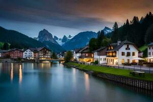 a lindo Vila do Altenburg dentro a suíço Alpes. gerado por IA foto