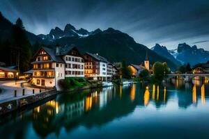 a lindo Cidade do Altenmarkt, Suíça. gerado por IA foto