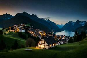 a Vila do Alpbach, Suíça. gerado por IA foto