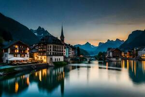 a Cidade do Hallstatt, Áustria. gerado por IA foto