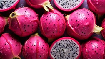 topo Visão do fresco fruta do dragão fatia em branco fundo. ai gerado. foto