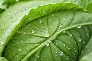 fresco repolho folhas com água gotas. ai generativo pró foto