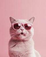 fechar-se gato em uma Rosa fundo vestindo óculos,ai generativo foto