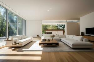 uma minimalista e contemporâneo casa interior ai generativo foto