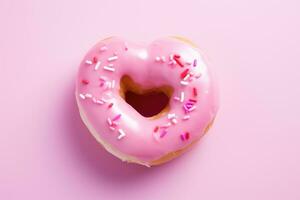 dia dos namorados dia coração forma Rosa rosquinha com granulados. ai gerado foto