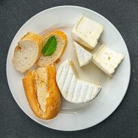 suave queijo dentro branco mofo delicioso cremoso gosto saudável comendo cozinhando Aperitivo refeição Comida lanche em a mesa cópia de espaço Comida fundo rústico topo Visão foto