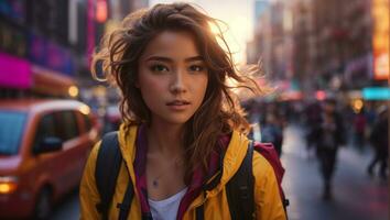 lindo mulher retrato- gerado usando ai tecnologia foto