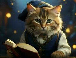 uma mundo Onde gatos ter mágico poderes, e escrever uma história foto