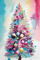 pastel Natal árvore gráfico arte pintura pintado com óleo foto