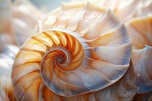 extremo fechar-se textura do espiral concha, abstrato fundo do macro do mar vida. ai geração foto