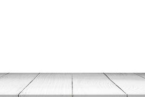 esvaziar de madeira mesa em branco fundo. para produtos anúncio. foto