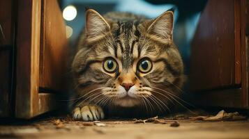 uma curioso gato foto, uma lindo animal animal fundo imagem, ai gerado foto